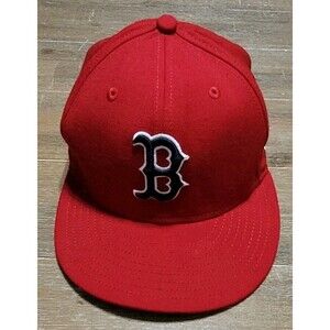 Boston Red Sox Hat Cap New Era 59Fifty Fitted Mens SZ 7 Baseball RED BLACK LOGO